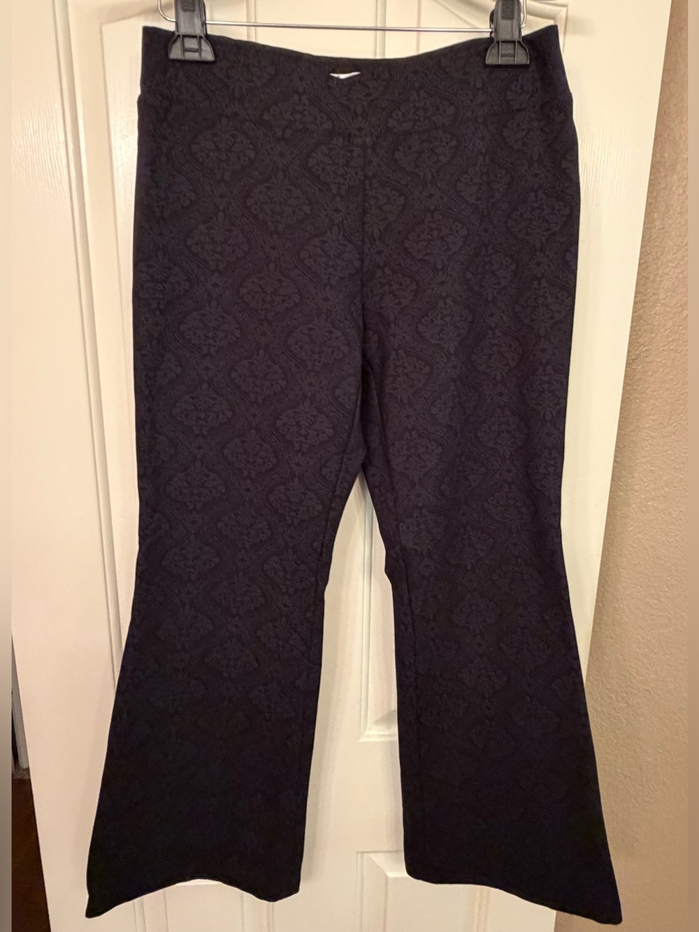 Lena Gabrielle Women’s Black Jacquard Ponte Flare Pants
